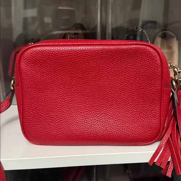 Gucci Soho Red Pebbled Leather Crossbody Bag with tassel - Picture 5 of 11
